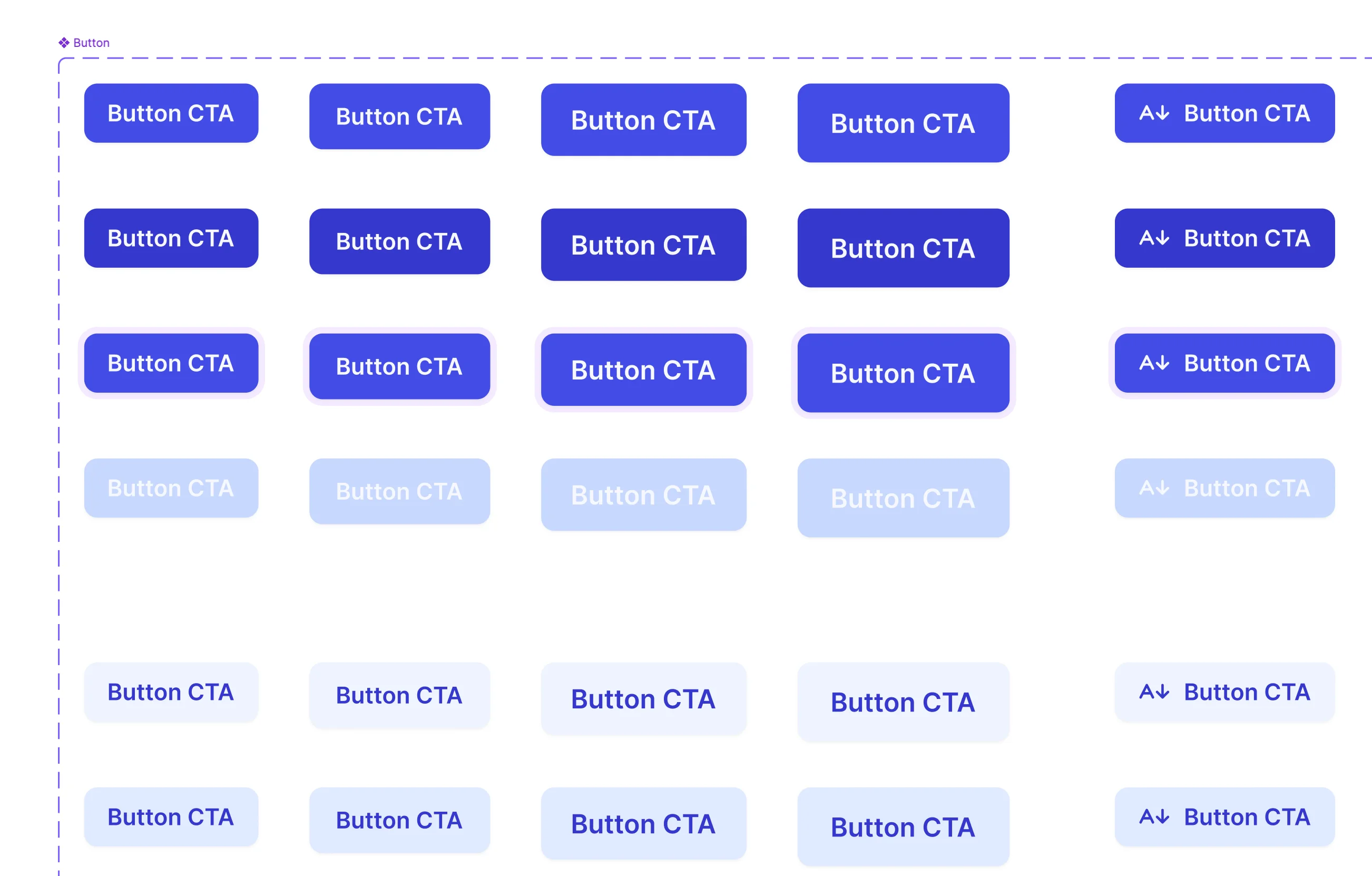 Stelloa design system — button component variants